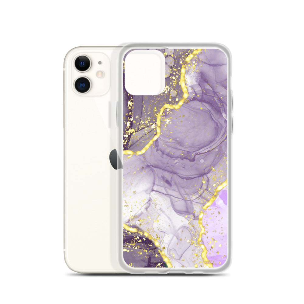 Purple/Gold Glitter & Marble iPhone Case