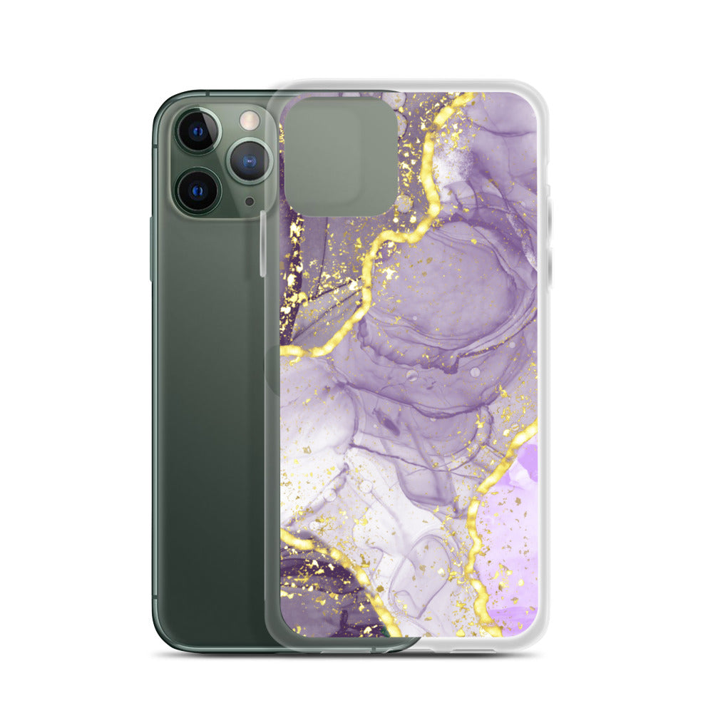 Purple/Gold Glitter & Marble iPhone Case