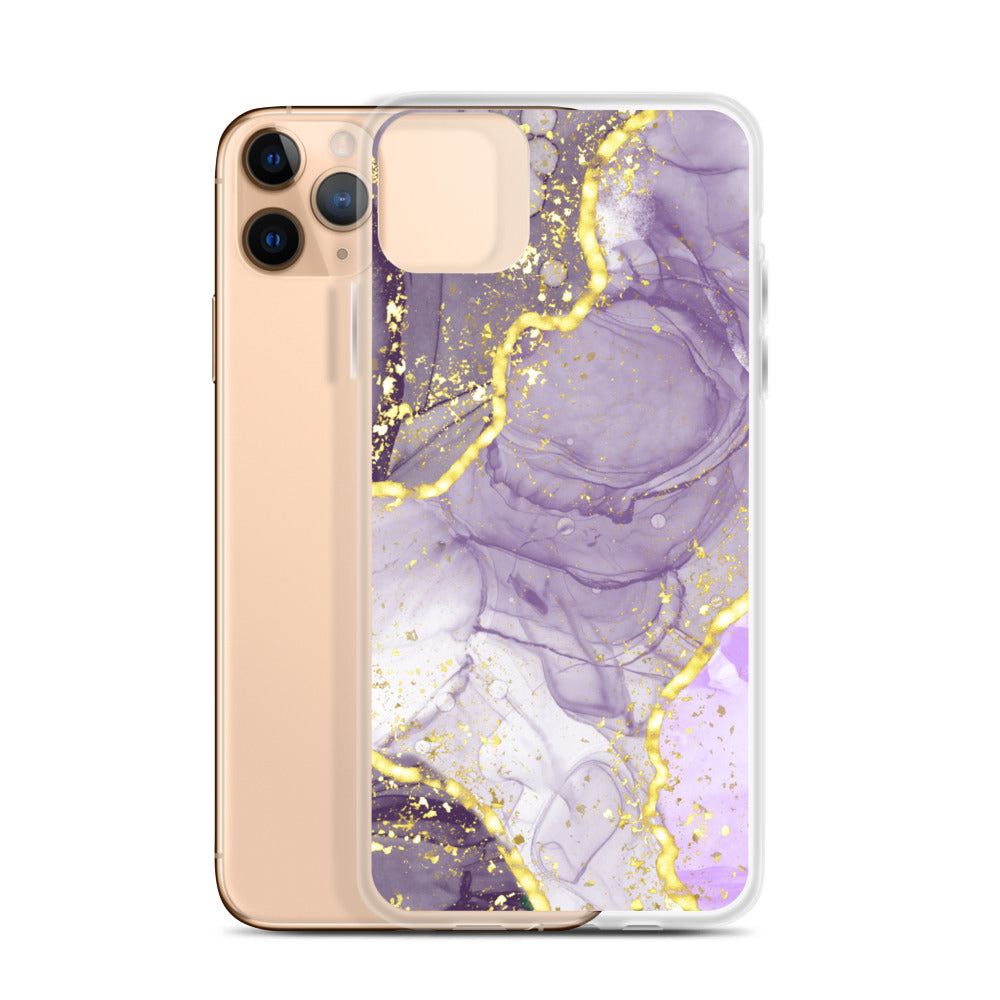 Purple/Gold Glitter & Marble iPhone Case