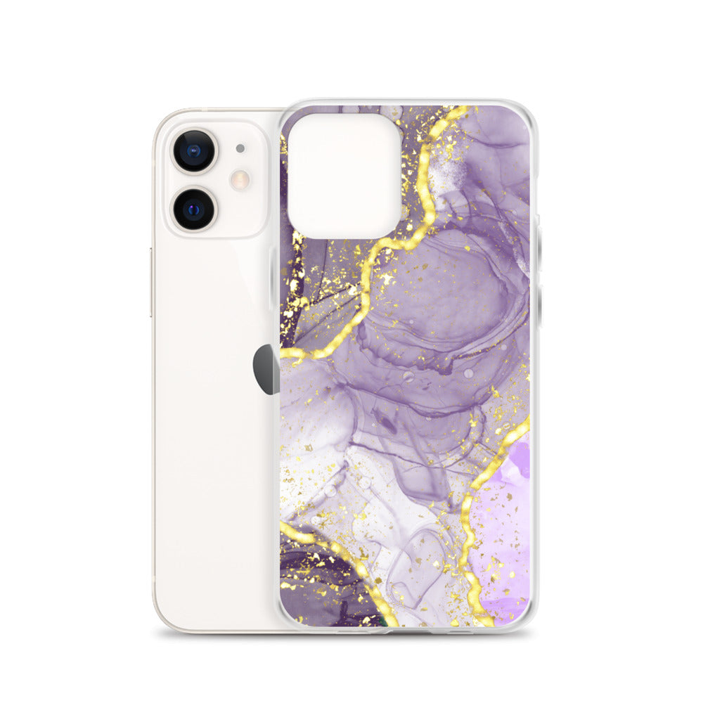 Purple/Gold Glitter & Marble iPhone Case