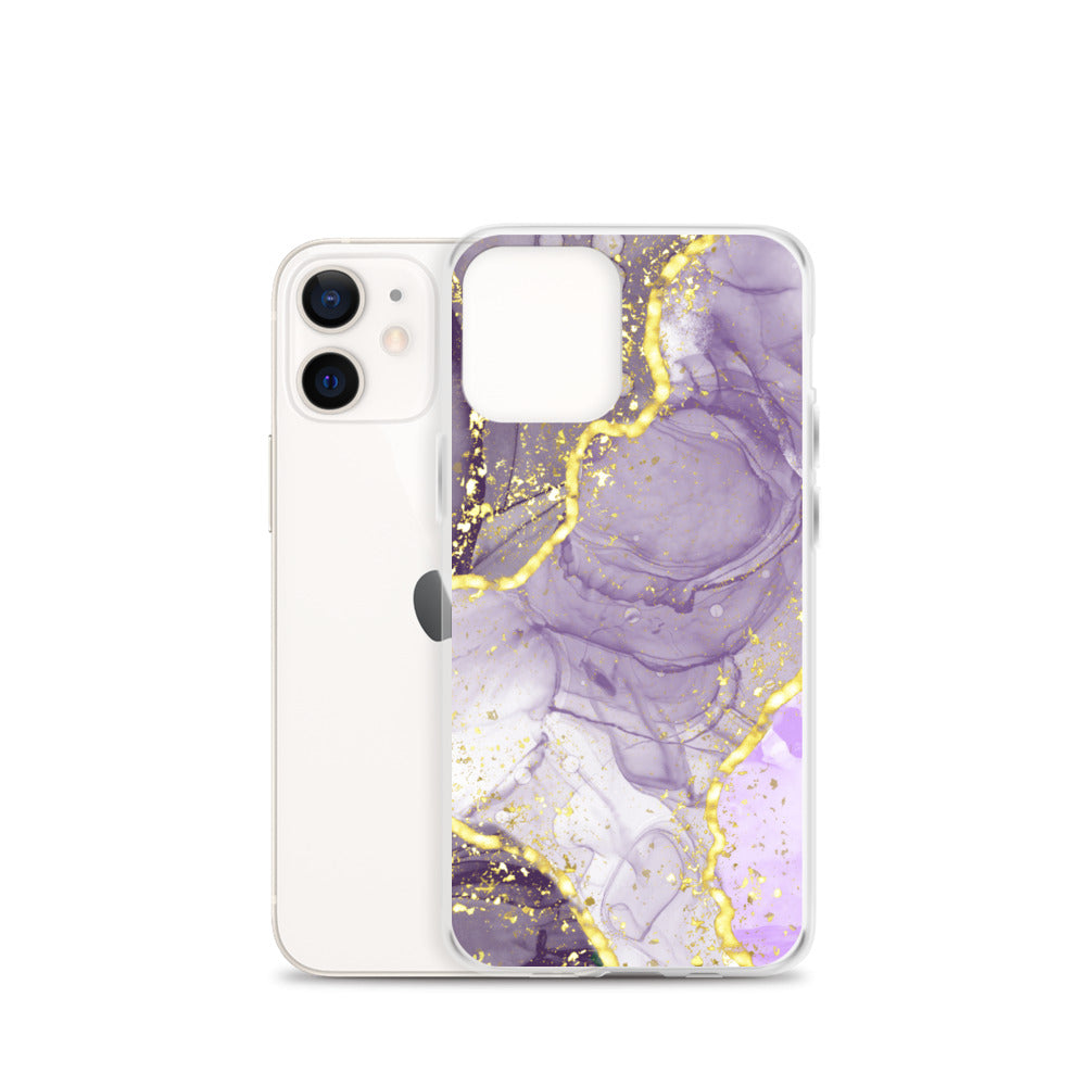 Purple/Gold Glitter & Marble iPhone Case