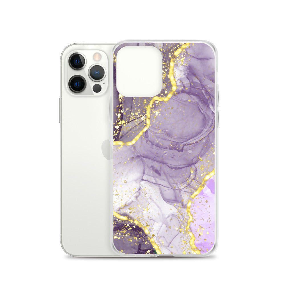 Purple/Gold Glitter & Marble iPhone Case