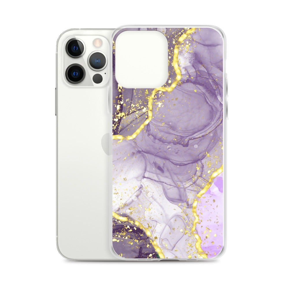 Purple/Gold Glitter & Marble iPhone Case