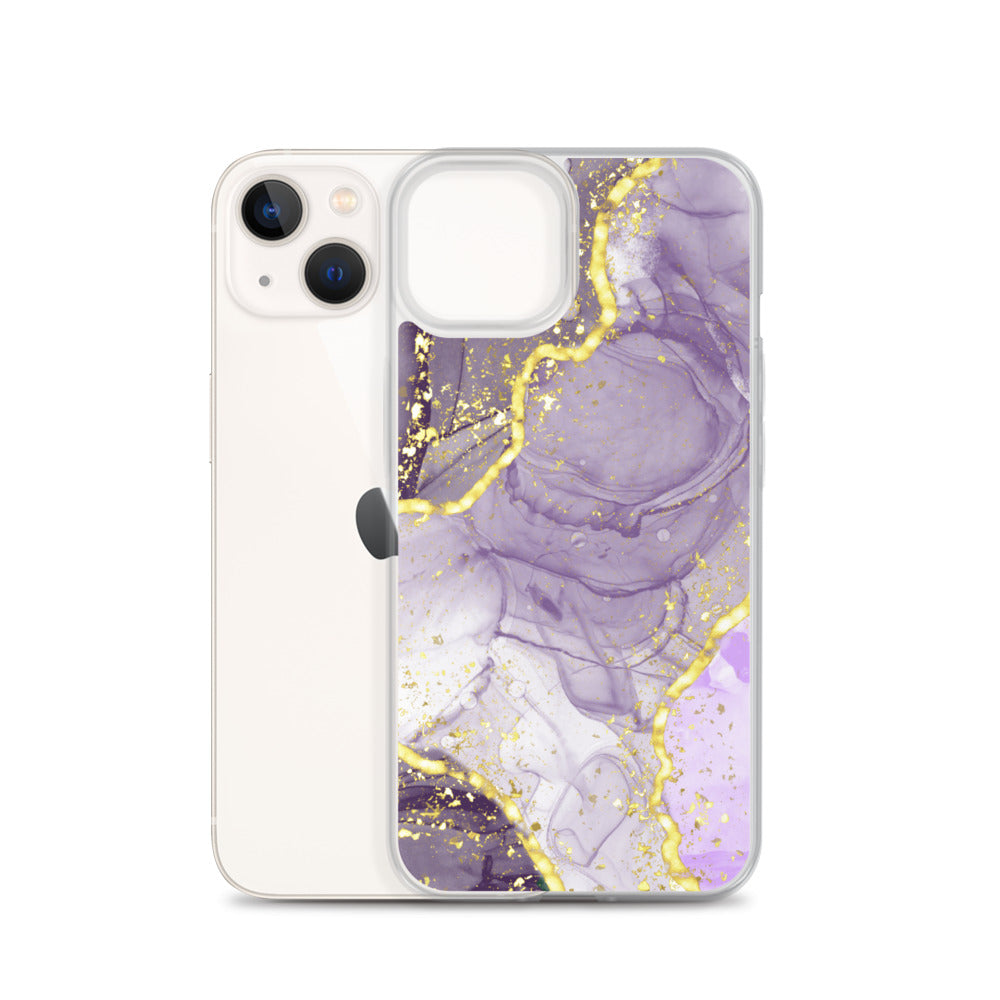 Purple/Gold Glitter & Marble iPhone Case