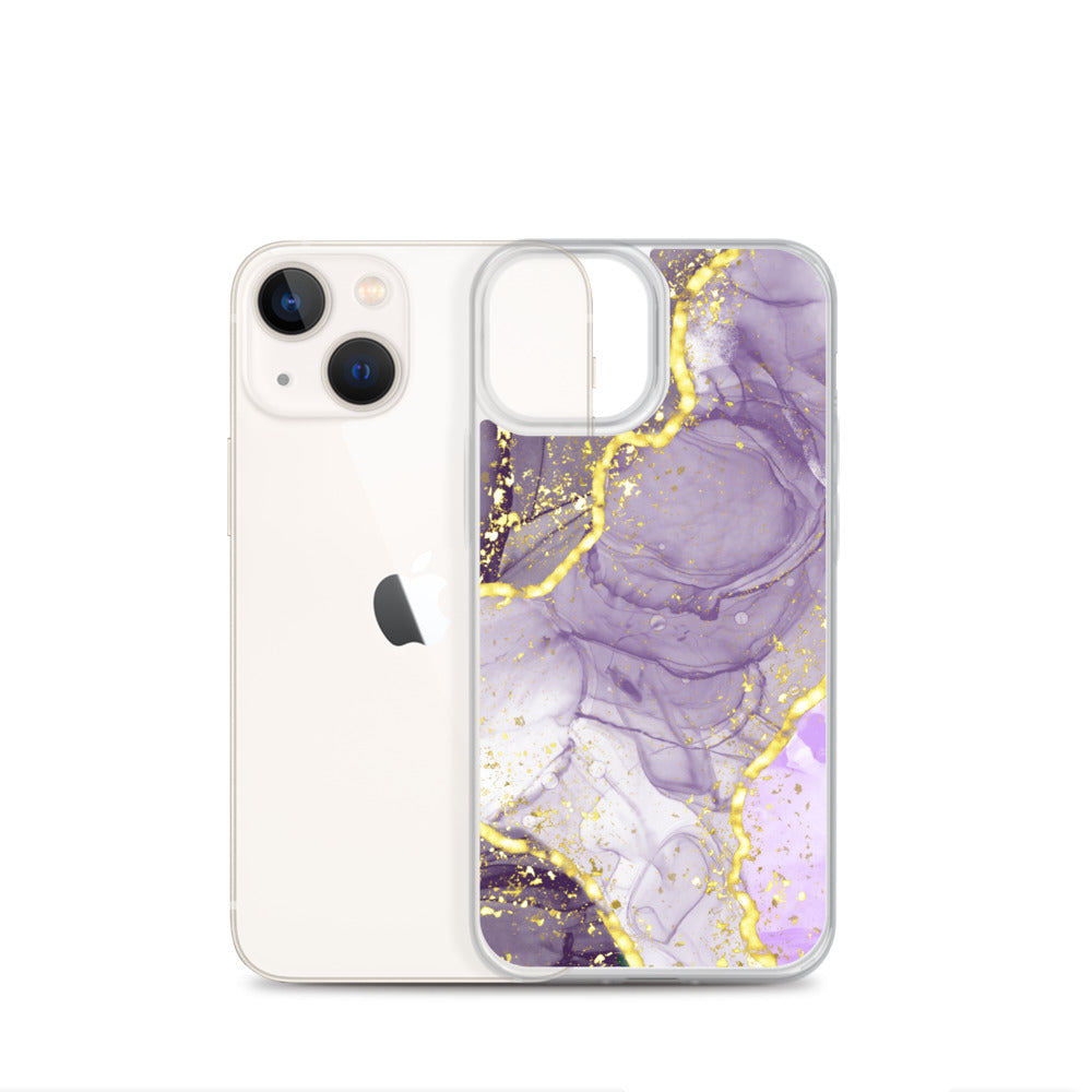 Purple/Gold Glitter & Marble iPhone Case