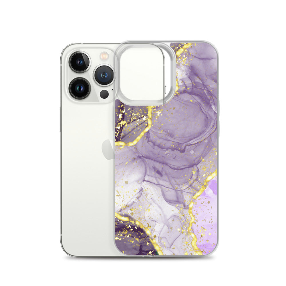 Purple/Gold Glitter & Marble iPhone Case