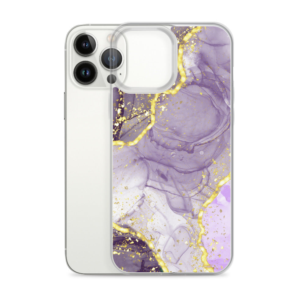 Purple/Gold Glitter & Marble iPhone Case