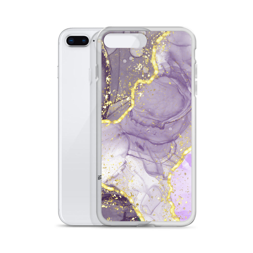 Purple/Gold Glitter & Marble iPhone Case