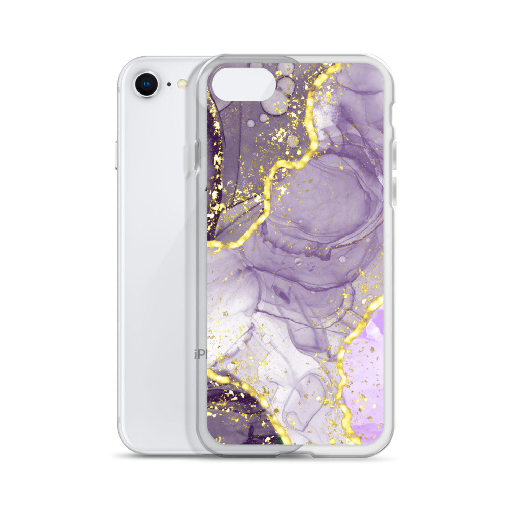 Purple/Gold Glitter & Marble iPhone Case