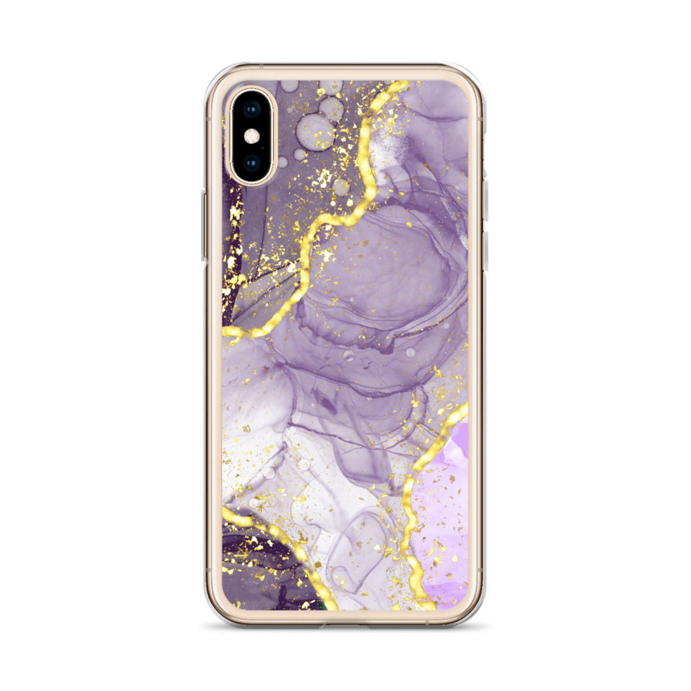 Purple/Gold Glitter & Marble iPhone Case