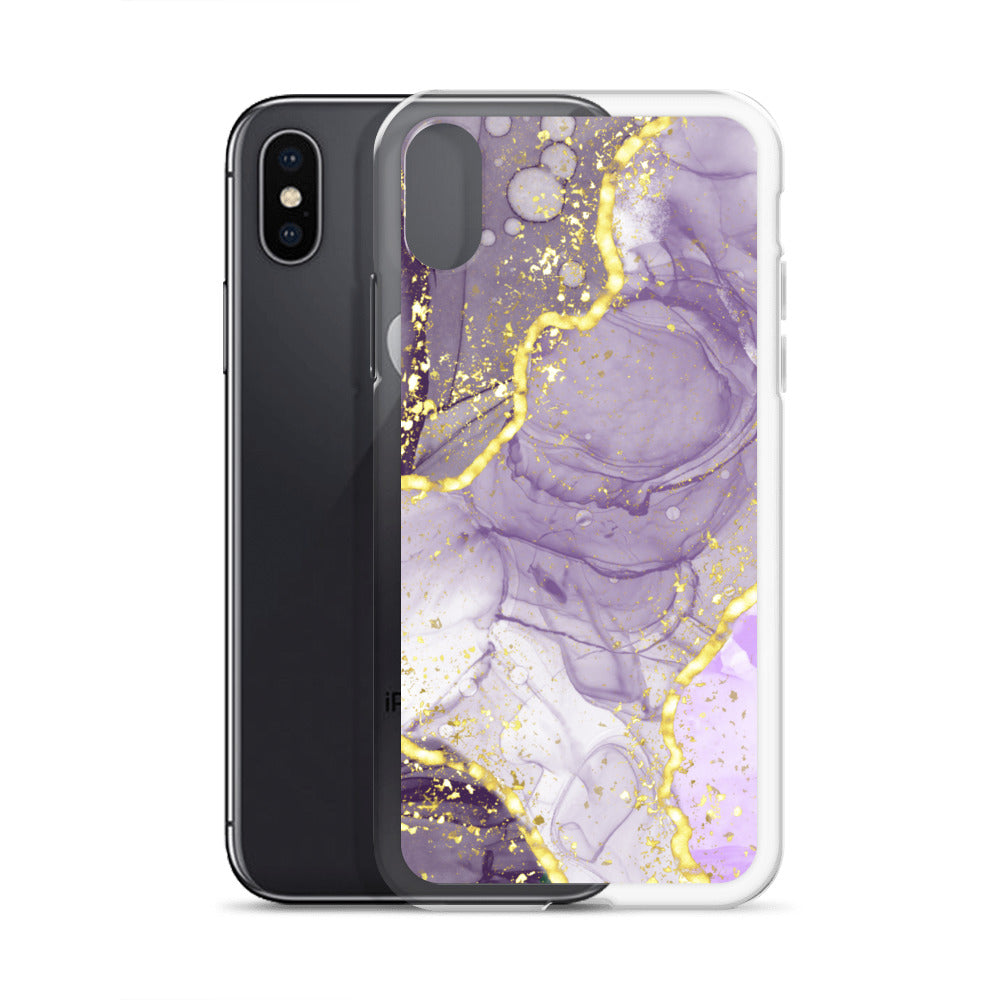 Purple/Gold Glitter & Marble iPhone Case