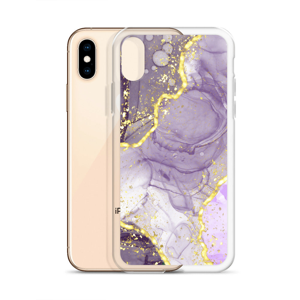 Purple/Gold Glitter & Marble iPhone Case