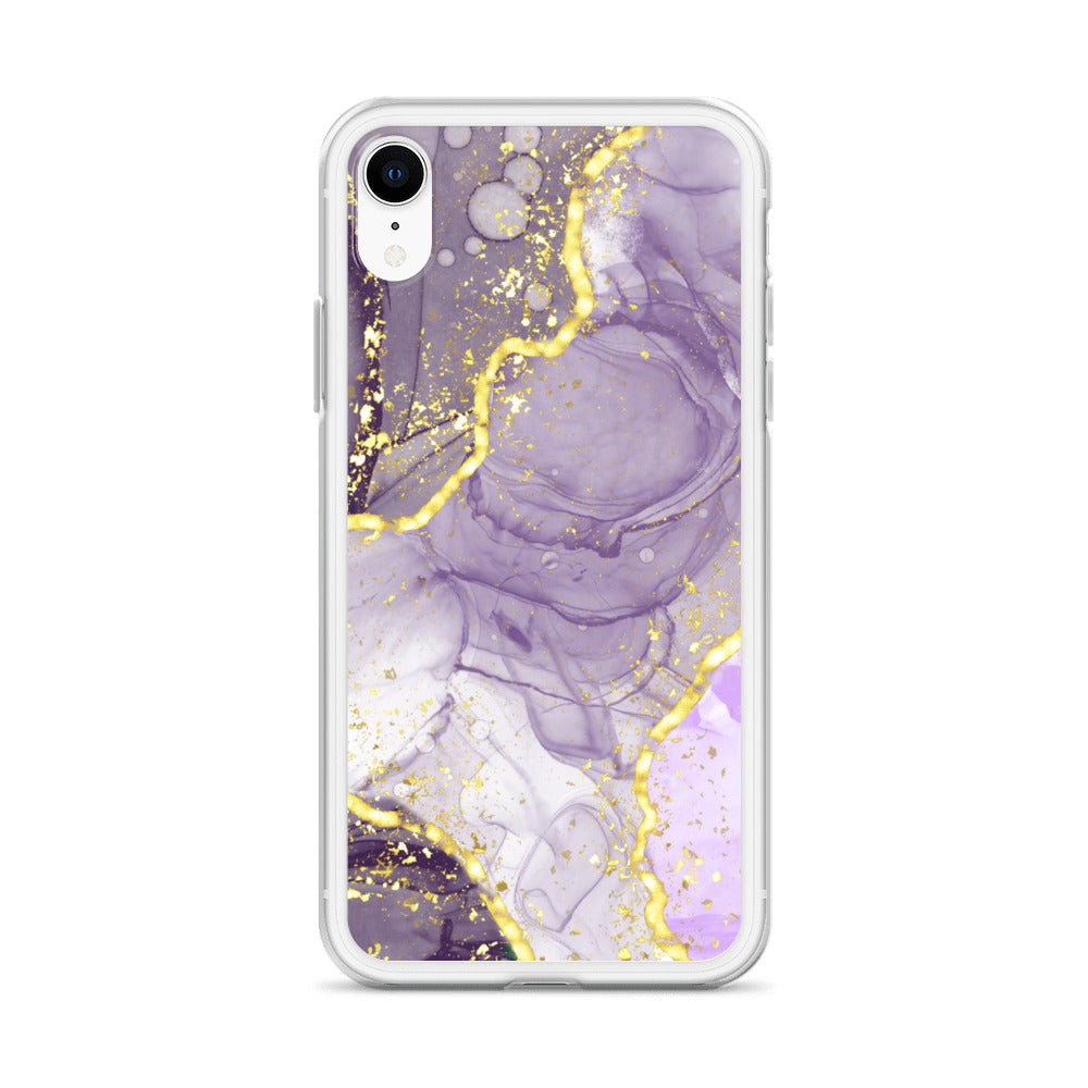 Purple/Gold Glitter & Marble iPhone Case