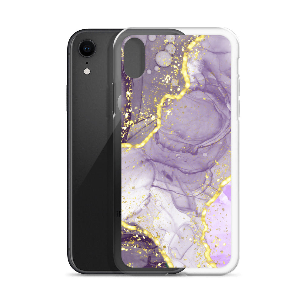 Purple/Gold Glitter & Marble iPhone Case