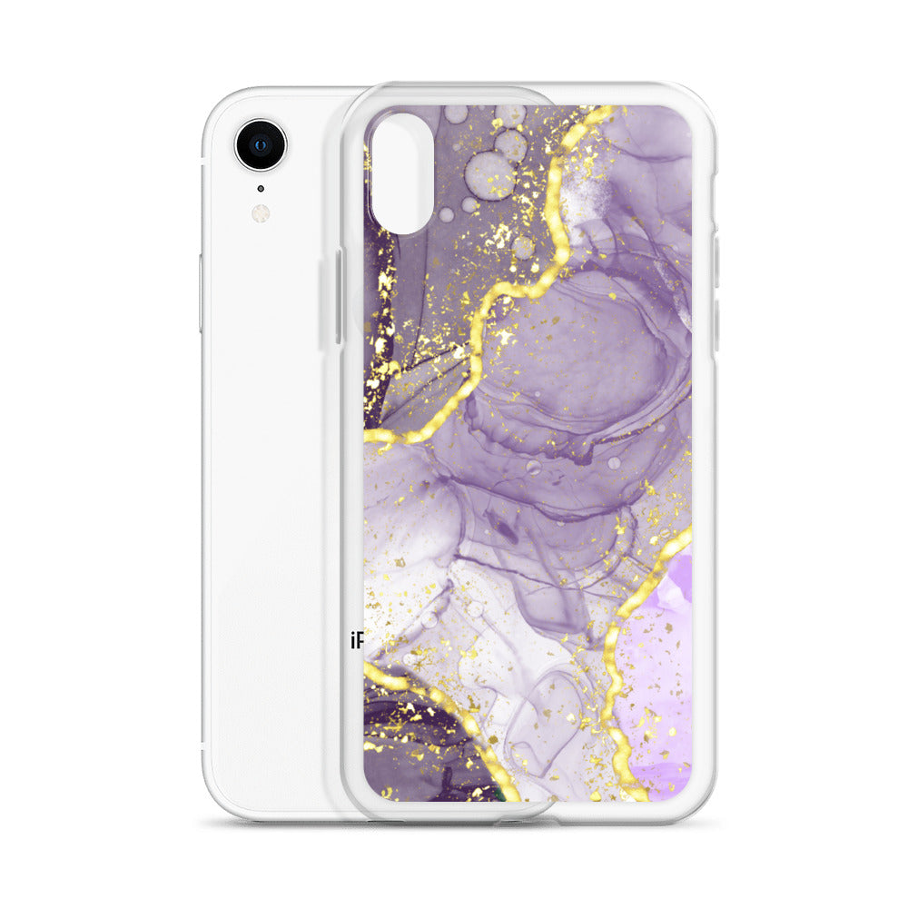 Purple/Gold Glitter & Marble iPhone Case