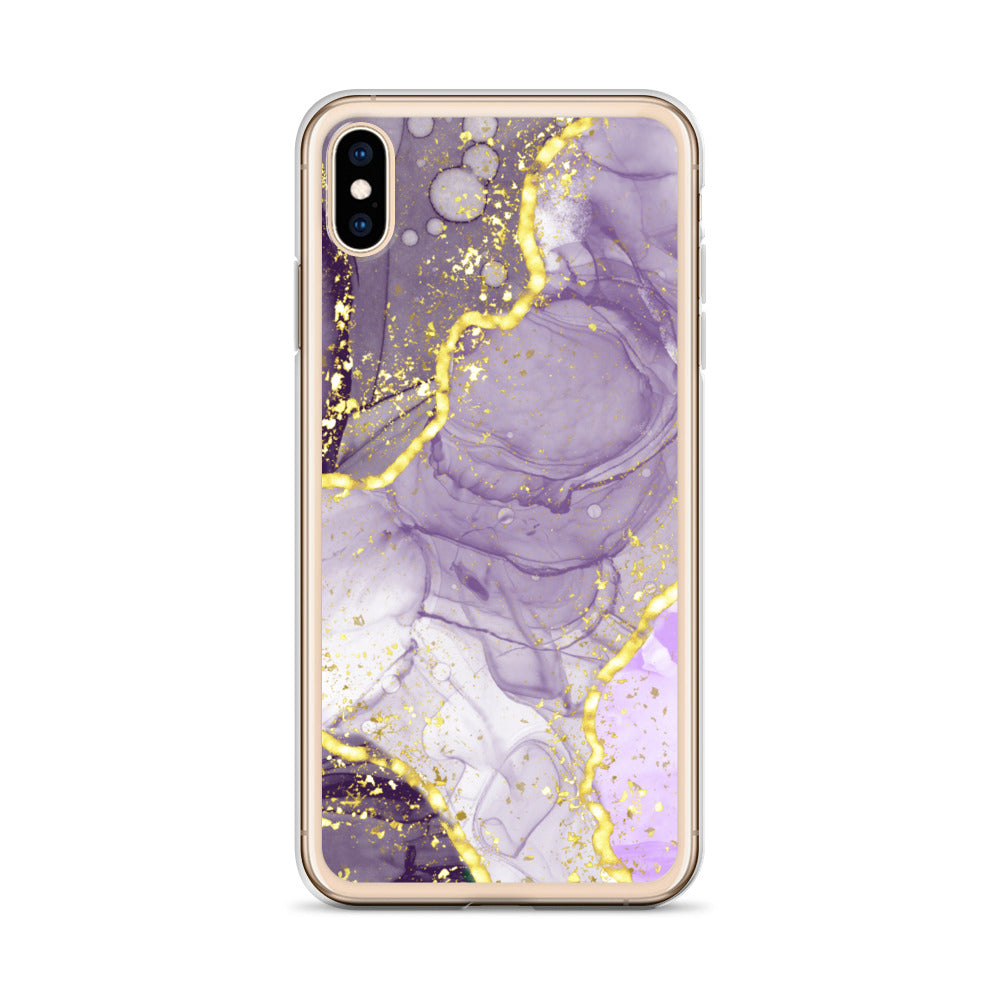 Purple/Gold Glitter & Marble iPhone Case