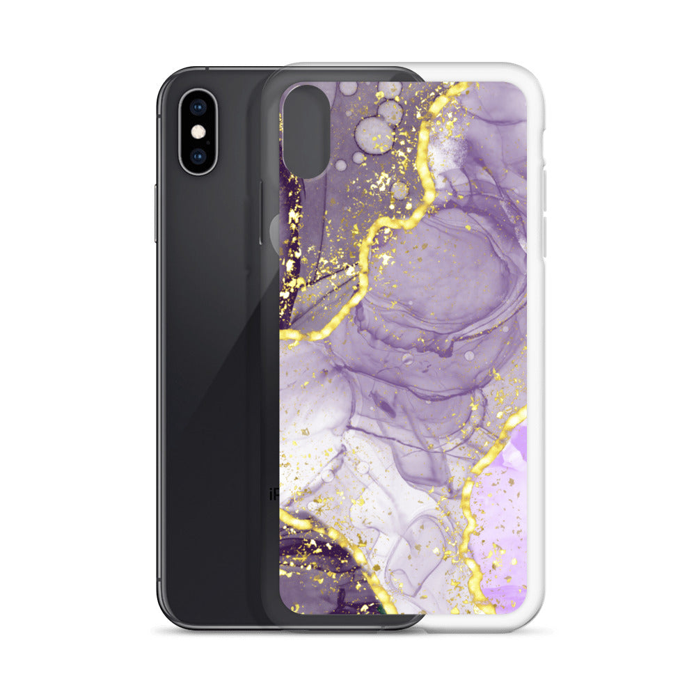 Purple/Gold Glitter & Marble iPhone Case