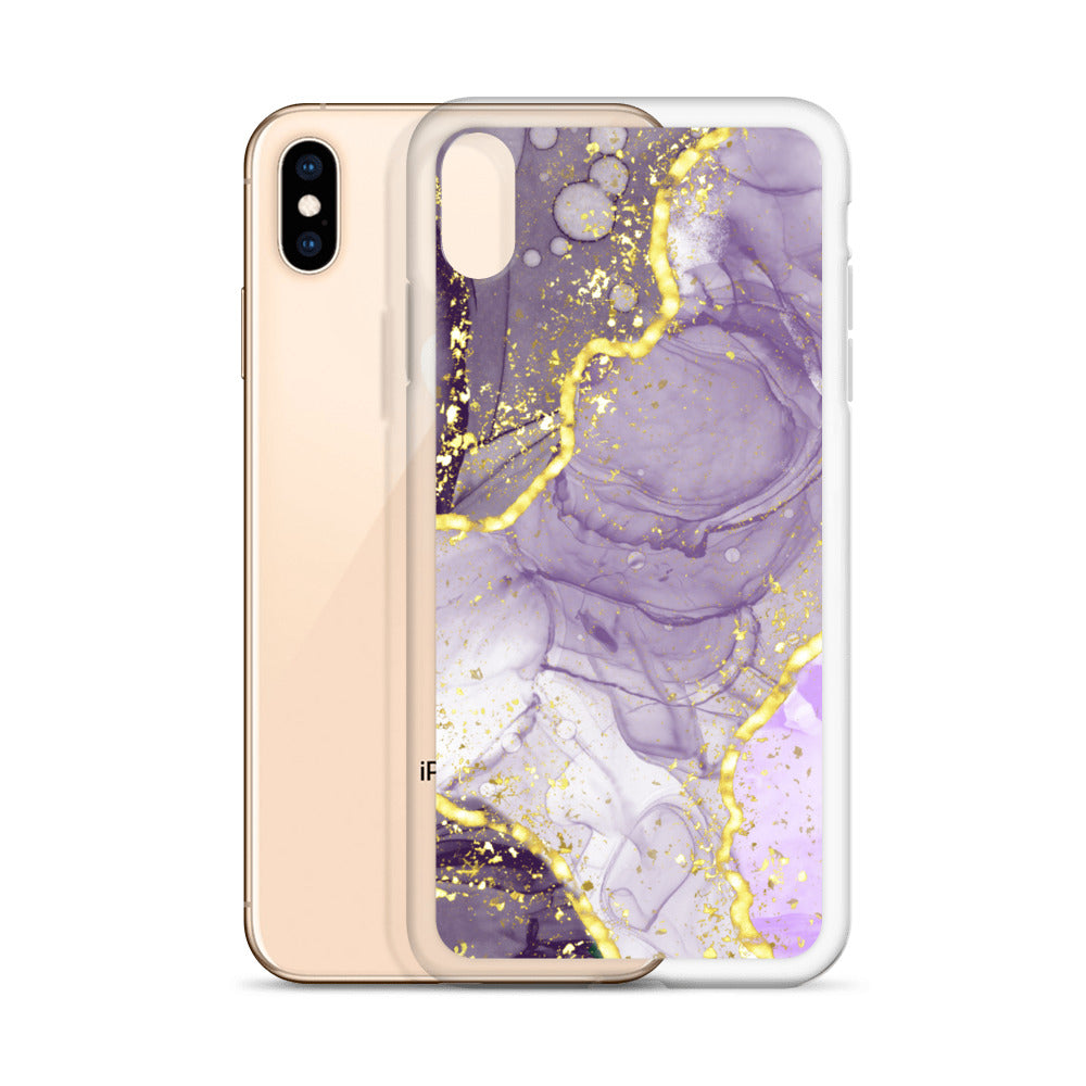 Purple/Gold Glitter & Marble iPhone Case